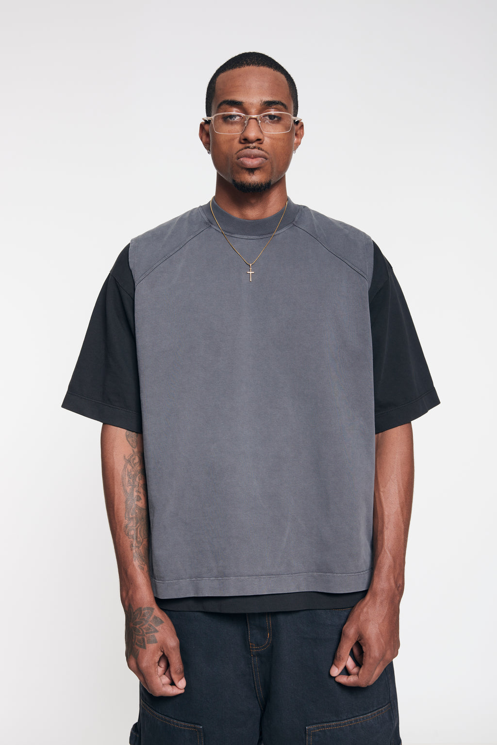 Camiseta HeavyWeight Manga Cero - Washed Grey