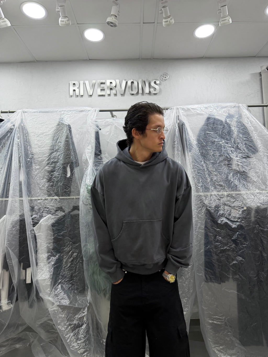 HeavyWeight Hoodie - washed Grey