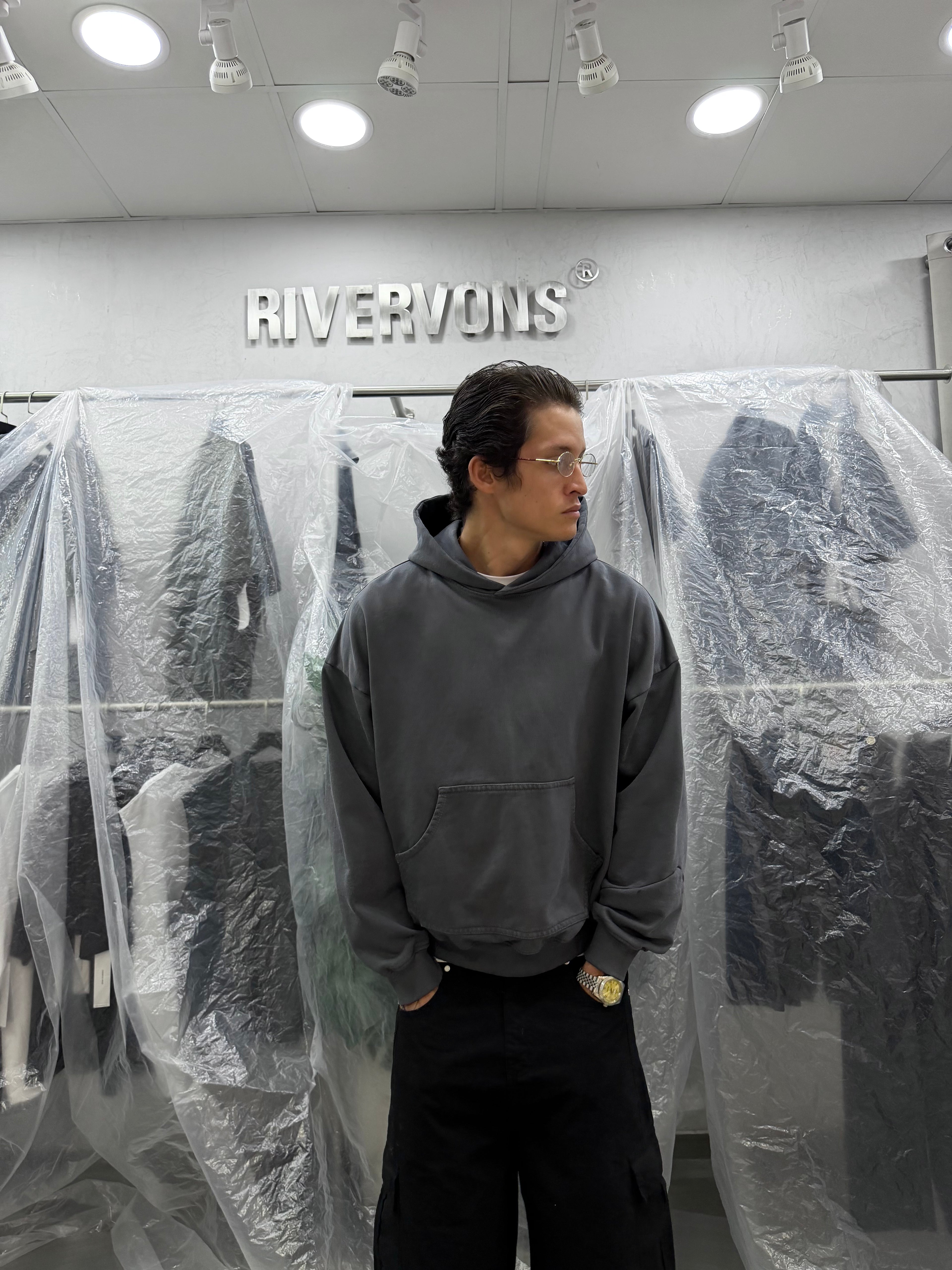 HeavyWeight Hoodie - washed Grey