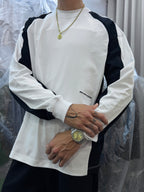 Contrast long sleeve washed White