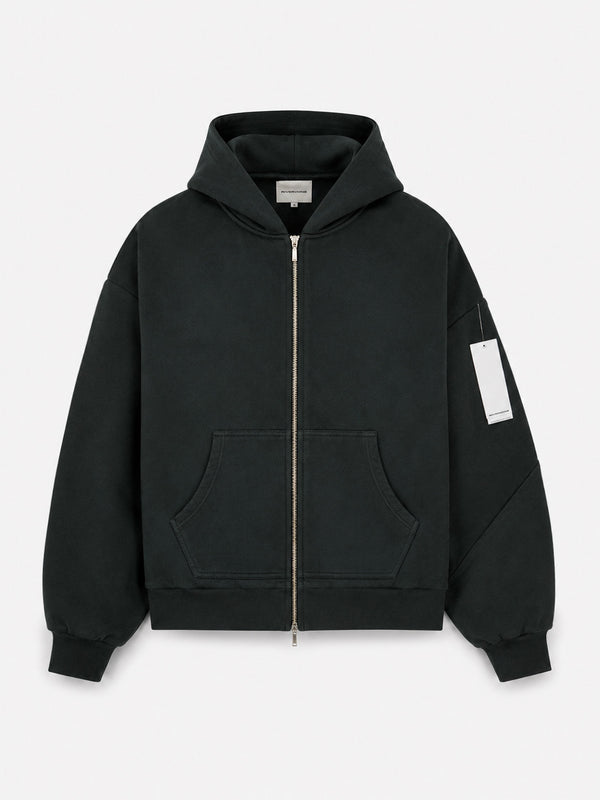 Zip Hoodie - Washed Black